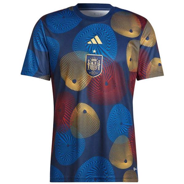 Spain maglia da calcio per allenamento pre-partita della maglia blu da uomo maglia sportiva Coppa del mondo 2022